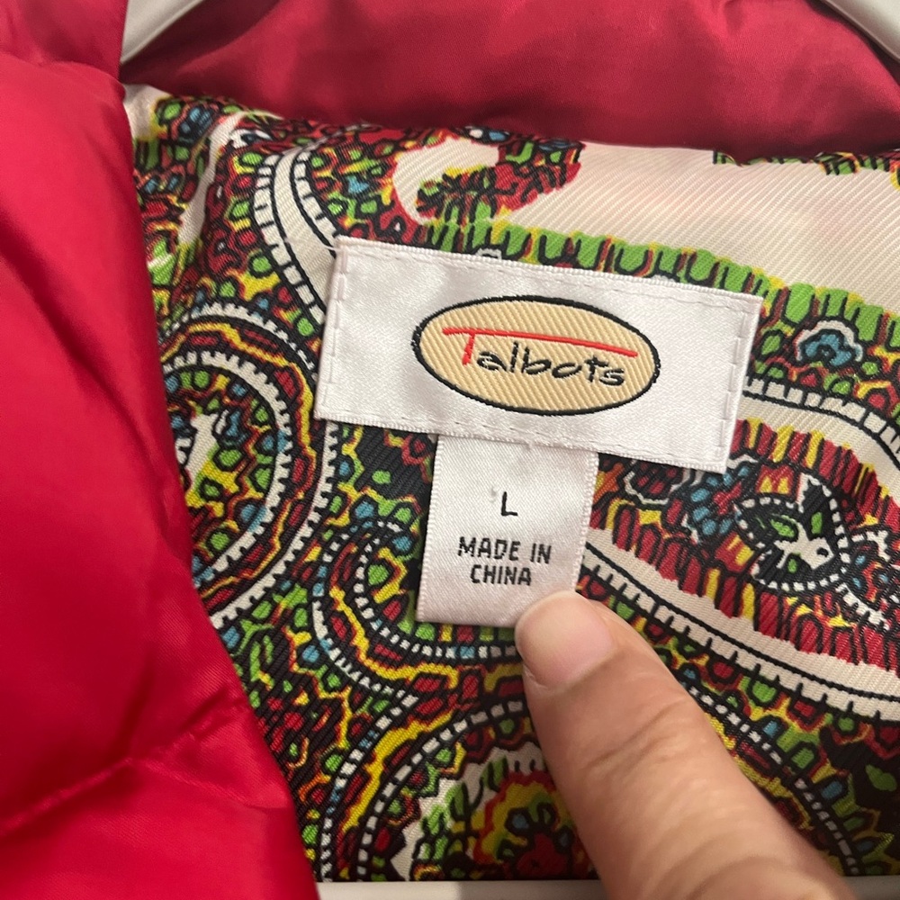 Talbots Vintage Red Down‎ Quilted Puffer Vest Sz. L - Picture 4 of 9